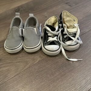 2 pairs of baby sneakers. Vans and converse